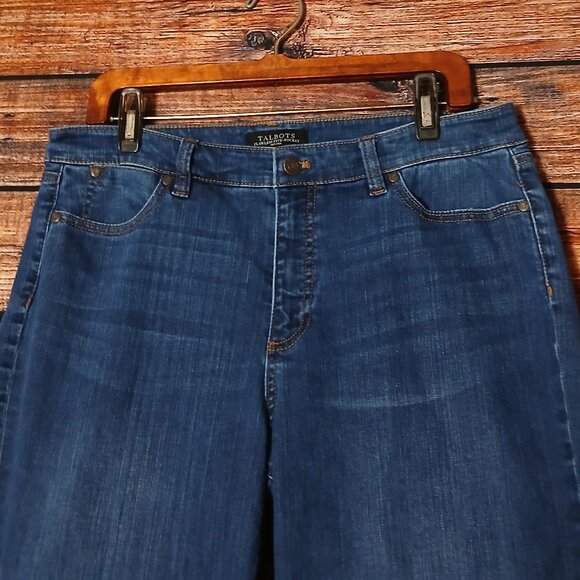 Talbots Jeans Size 12 Petite Flawless Five Pocket Flare Curvy Blue Denim Stretch - Picture 4 of 8